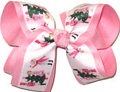 Large Clara Nutcracker Prince and King Rat over Pink Double Layer Overlay Bow